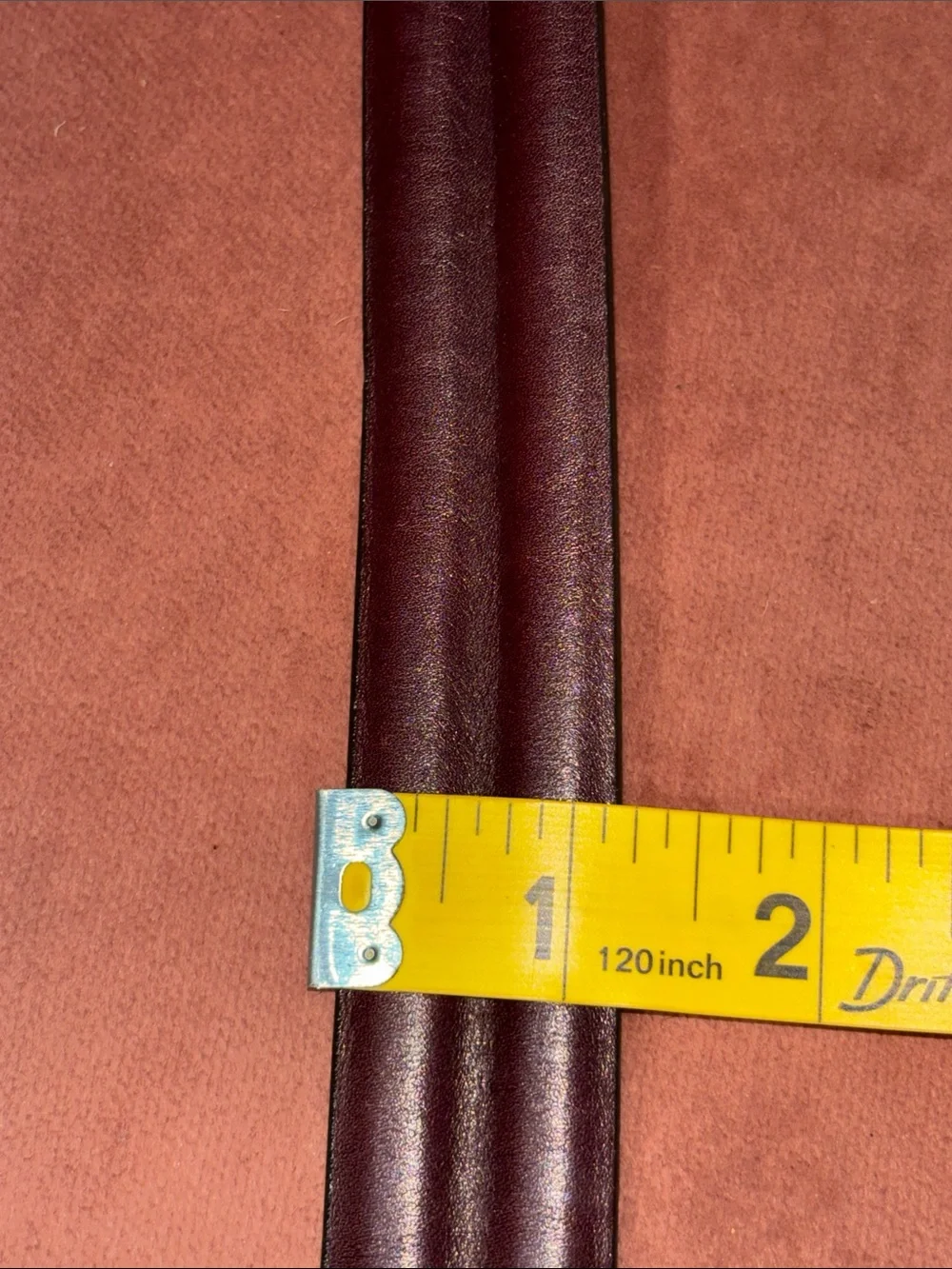 Allen Edmonds chocolate brown red brown burnished calf leather belt men’s 50”
